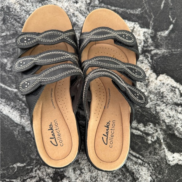 Clarks Shoes - Step into style with Clarks women's laurieann Ayla  leather-slide sandals